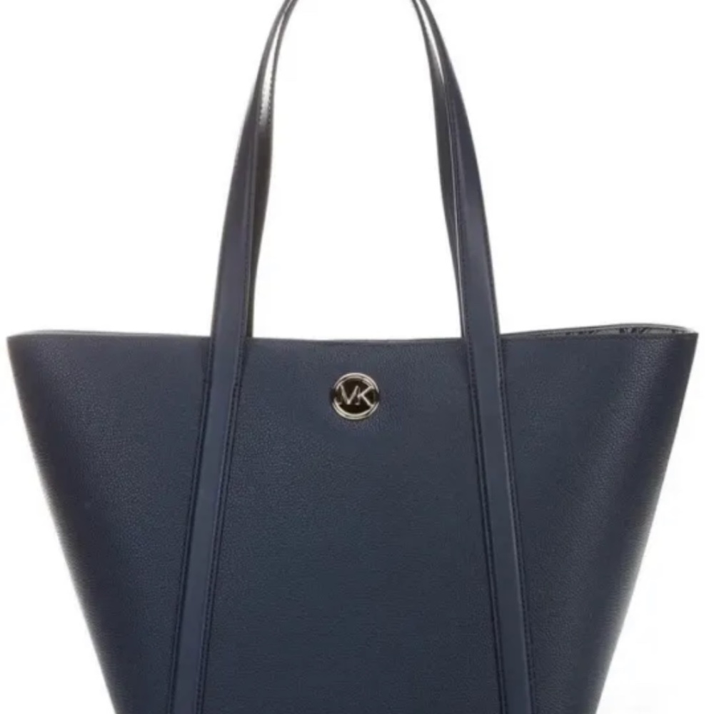 Michael Kors Hadleigh Large Leather Double Handle Tote Bag Color  Blue /Gold New